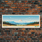 Lassen Volcanic National Park Panoramic California Travel Art, National Park Print, Minimalist Travel Art, Midcentury Modern Style Landscape