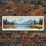 North Cascades National Park Panoramic Washington Travel Art, National Park Print, Minimalist Travel Art, Midcentury Modern Style Landscape