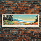 Olympic National Park Panoramic Washington Travel Art, National Park Print, Minimalist Travel Art, Midcentury Modern Style Landscape