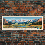 Rocky Mountain National Park Panoramic Colorado Travel Art, National Park Print, Minimalist Travel Art, Midcentury Modern Style Landscape