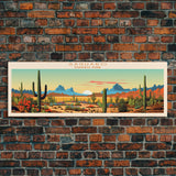 Saguaro National Park Panoramic Arizona Travel Art, National Park Print, Minimalist Travel Art, Midcentury Modern Style Landscape