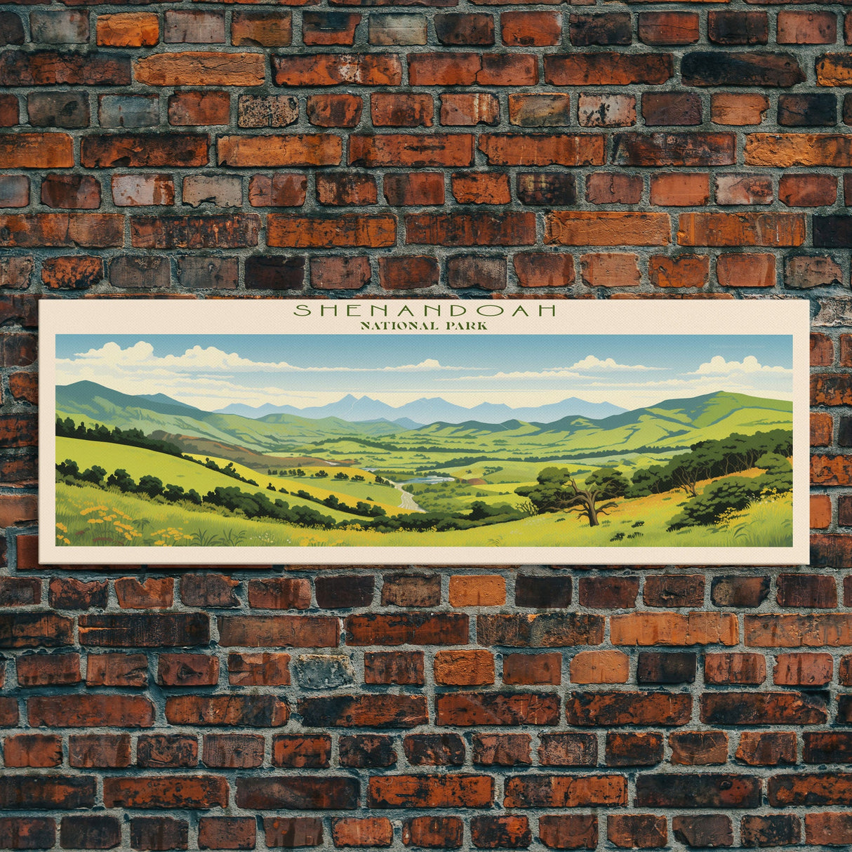 Shenandoah National Park Panoramic Virginia Travel Art, National Park Print, Minimalist Travel Art, Midcentury Modern Style Landscape