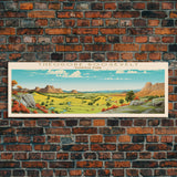 Theodore Roosevelt National Park Panoramic North Dakota Travel Art, National Park Print, Minimalist Travel Art, Midcentury Modern Style