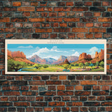 Zion National Park Panoramic Utah Travel Art, National Park Print, Minimalist Travel Art, Midcentury Modern Style Landscape