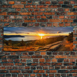 Photographic Panoramic of Acadia National Park, Sunset Photography, National Park Art, Framed Canvas Print, Landscape Photography