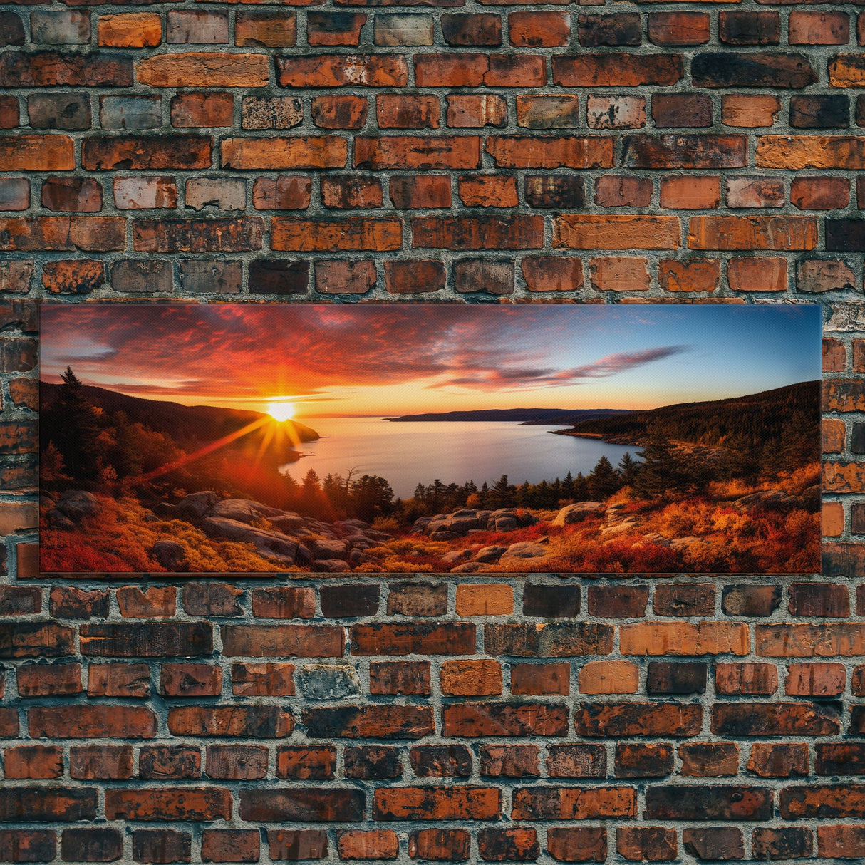 Photographic Panoramic of Acadia National Park, Sunset Photography, National Park Art, Framed Canvas Print, Landscape Photography