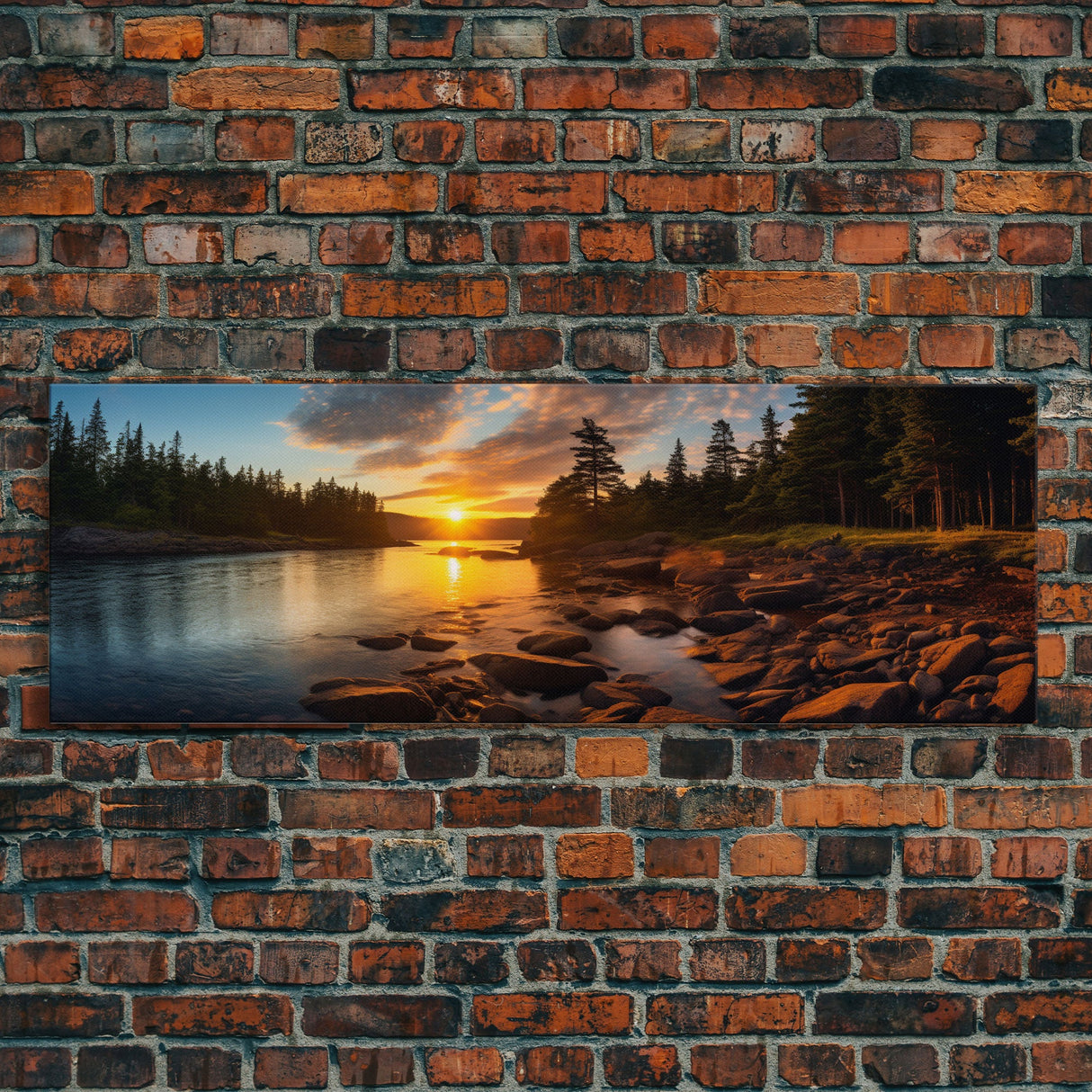 Photographic Panoramic of Acadia National Park, Sunset Photography, National Park Art, Framed Canvas Print, Landscape Photography