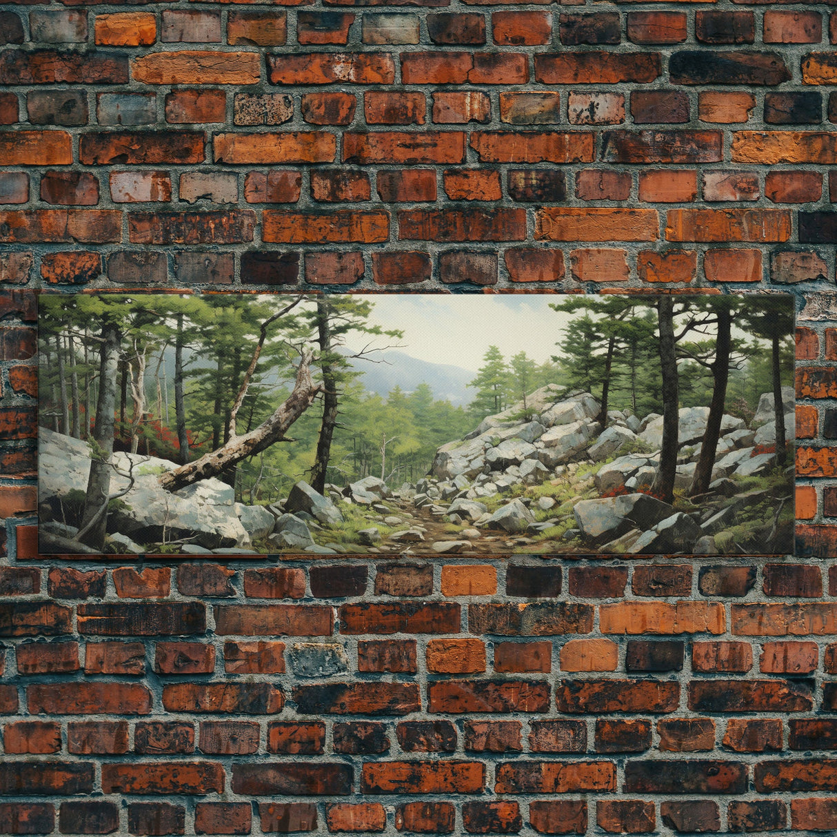 Watercolor Panoramic of Acadia National Park, Sunset Watercolor Painting, National Park Art, Framed Canvas Print, Landscape Painting