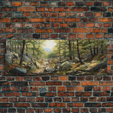 Watercolor Panoramic of Acadia National Park, Sunset Watercolor Painting, National Park Art, Framed Canvas Print, Landscape Painting