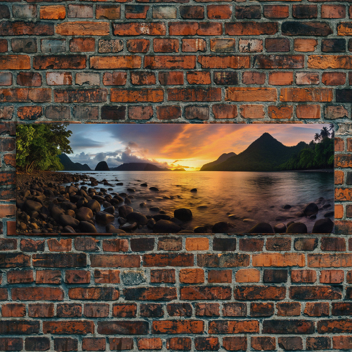 Photographic Panoramic of American Samoa National Park, Sunset Photography, National Park Art, Framed Canvas Print, Landscape Photography