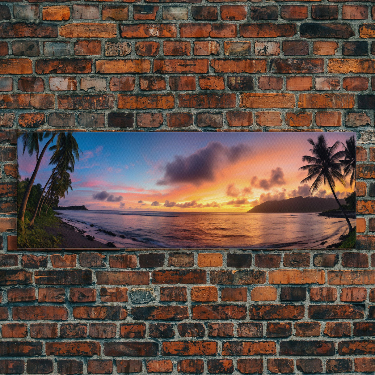 Photographic Panoramic of American Samoa National Park, Sunset Photography, National Park Art, Framed Canvas Print, Landscape Photography