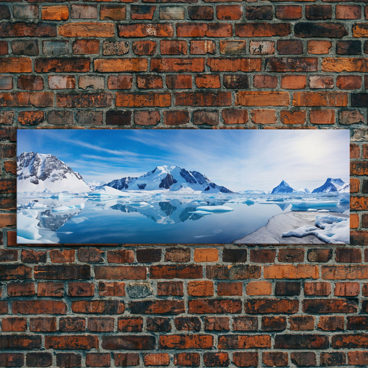 Beautiful Photographic Panoramic of Antarctica, Sunset Photography, Winter Decor, Christmas Deco, Framed Canvas Print, Landscape Photography