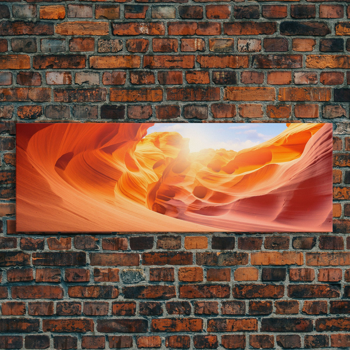 Beautiful Photographic Panoramic of Antelope Canyon Arizona, Sunset Photography, Framed Canvas Print, Landscape Photography, Landmark Art