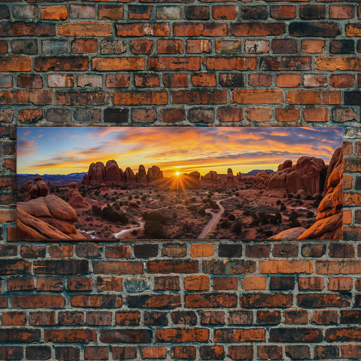 Photographic Panoramic of Arches National Park, Sunset Photography, National Park Art, Framed Canvas Print, Landscape Photography