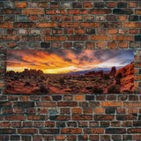 Photographic Panoramic of Arches National Park, Sunset Photography, National Park Art, Framed Canvas Print, Landscape Photography