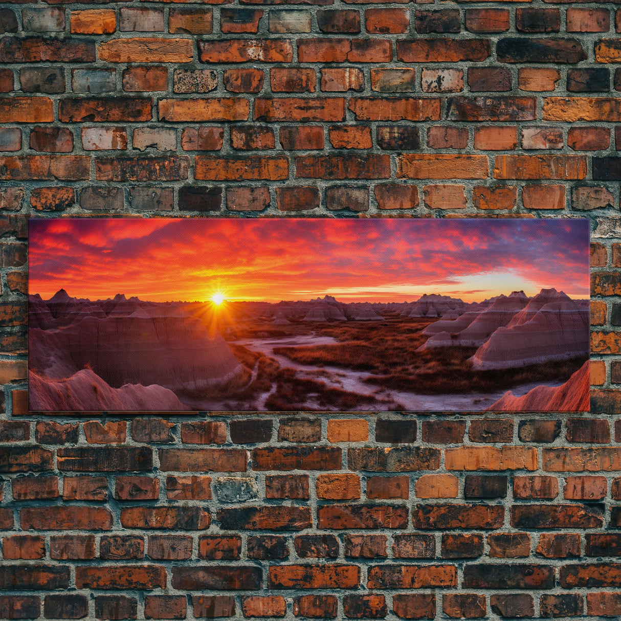 Photographic Panoramic of Badlands National Park, Sunset Photography, National Park Art, Framed Canvas Print, Landscape Photography