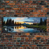 Photographic Panoramic of Banff National Park, Sunset Photography, National Park Art, Framed Canvas Print, Landscape Photography