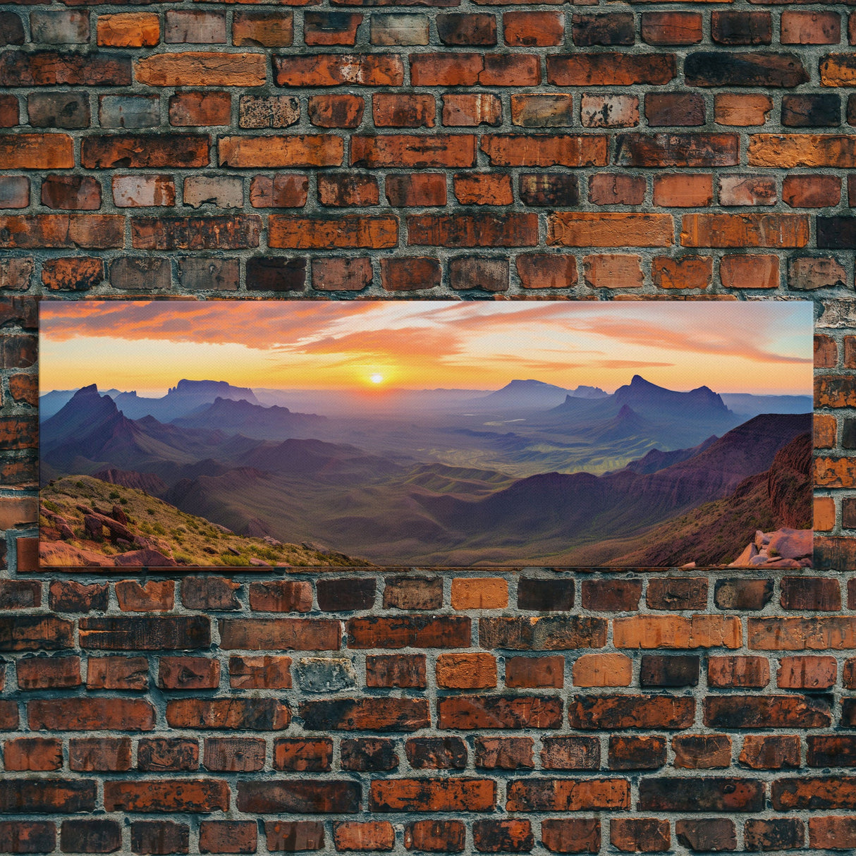 Photographic Panoramic of Big Bend National Park, Sunset Photography, National Park Art, Framed Canvas Print, Landscape Photography