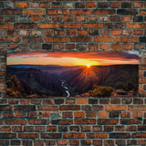 Photographic Panoramic of Black Canyon Of The Gunnison National Park, Sunset Photography, Framed Canvas Print, Landscape Photography