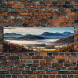 Photographic Panoramic of Blue Ridge Mountains National Parkway, Sunset Photography, Wall Art, Framed Canvas Print, Landscape Photography