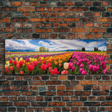 Panoramic Print of Tulip Fields of Skagit Valley Extra Large Wall Art, Panoramic Wall Art, Panoramic Landscape Print, Landscape Photography