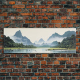 Watercolor Panoramic American Samoa National Park Framed Canvas Print Wall Art