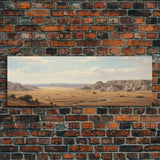 Panoramic Watercolor of Badlands National Park, North Dakota Wall Art, Landscape Painting Travel Art