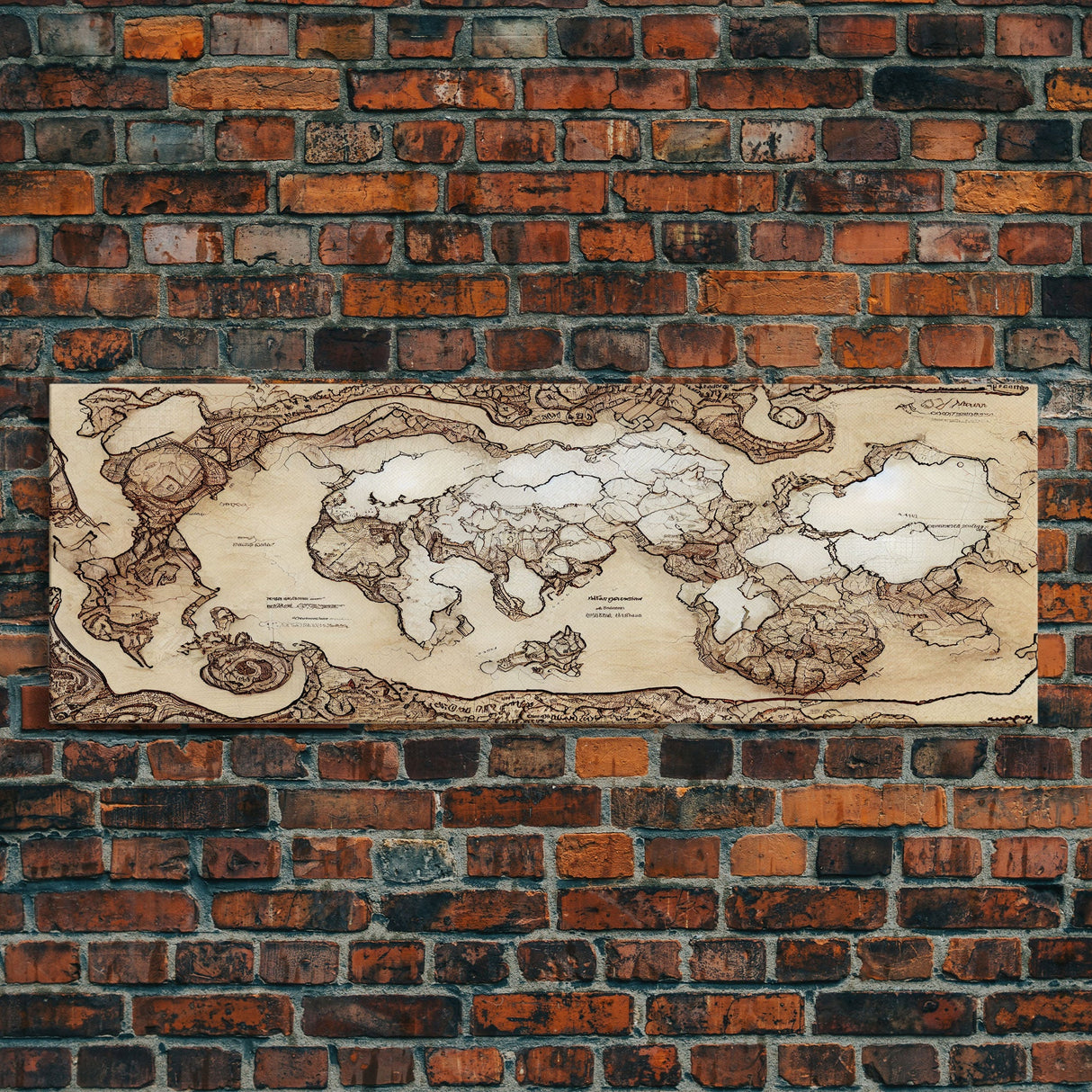 D&D RPG World Map Concept Art, Ready To Hang Canvas Print, Panoramic Art, Extra Wide Wall Decor, Cool Mancave Art, DND