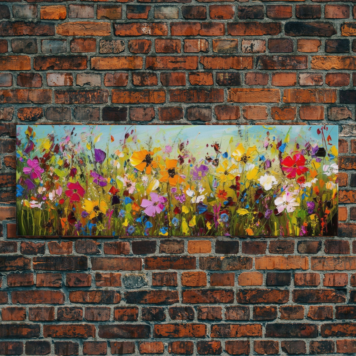 Panoramic Wildflowers Canvas Print, Beautiful Ultra-Wide Wall Art, Original Flower Painting, Floral Art, Botantical Wall Art, Oil Painting