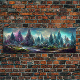 High Fantasy Forest Wall Art, Ready To Hang Canvas Print, Panoramic Art, Fantasy RPG Concept Art