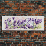 Lavender Wall Art, Ready To Hang Canvas Print, Panoramic Art, Floral Arrangement Wall Decor