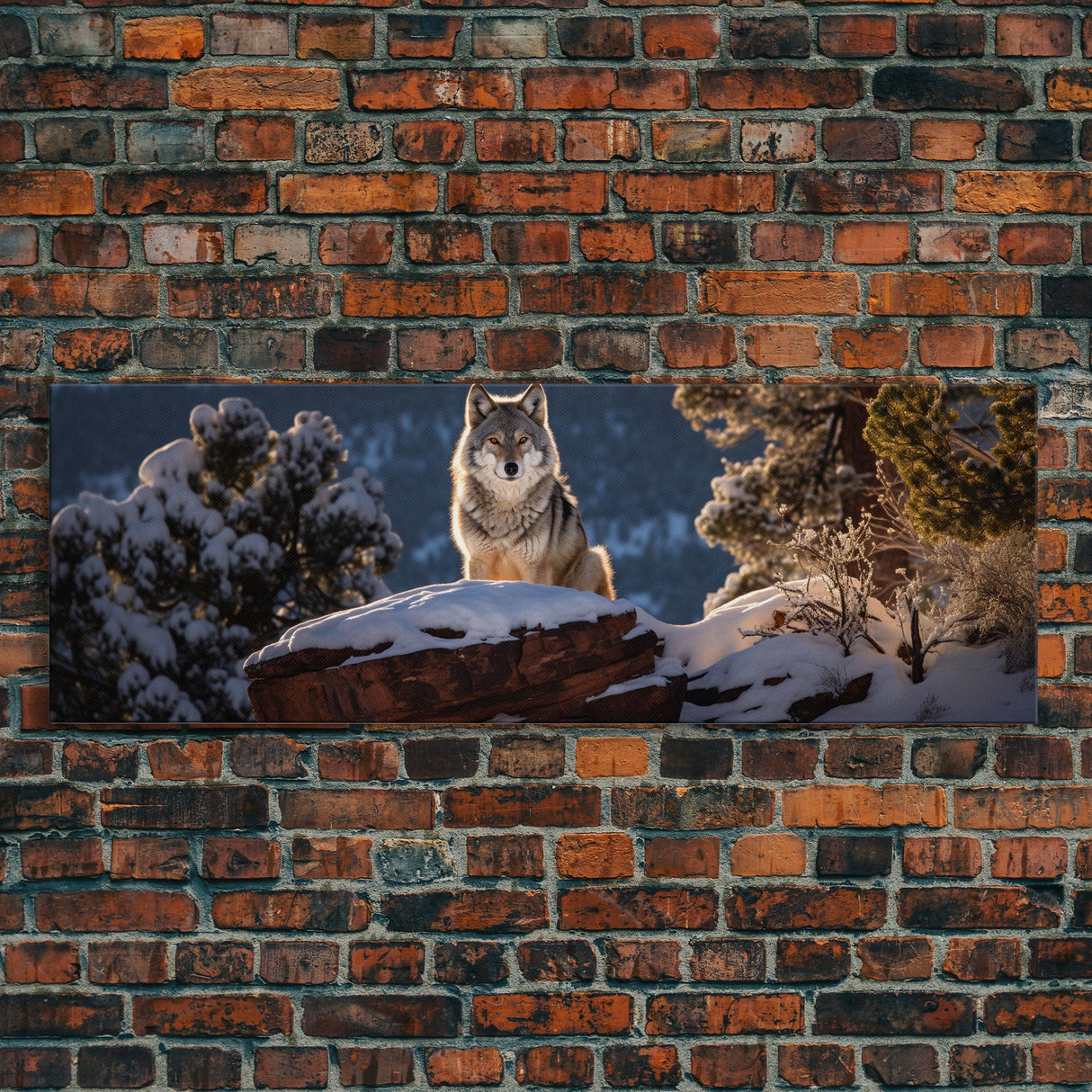 Panoramic Photo Print Of a Timber Wolf, Framed Canvas Print, Photography Print, Lakehouse Wall Art, Rustic Decor, Farmhouse Decor