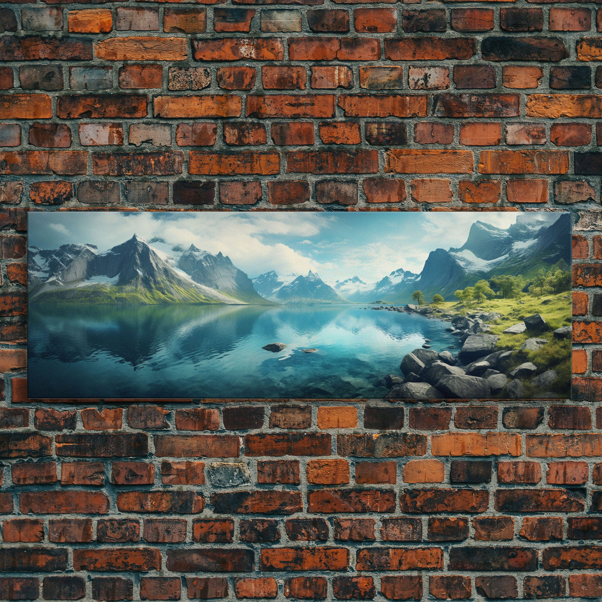 Panoramic Photography Print Of Fjords of Norway, Framed Canvas Print, Panoramic Landscape Photography Art