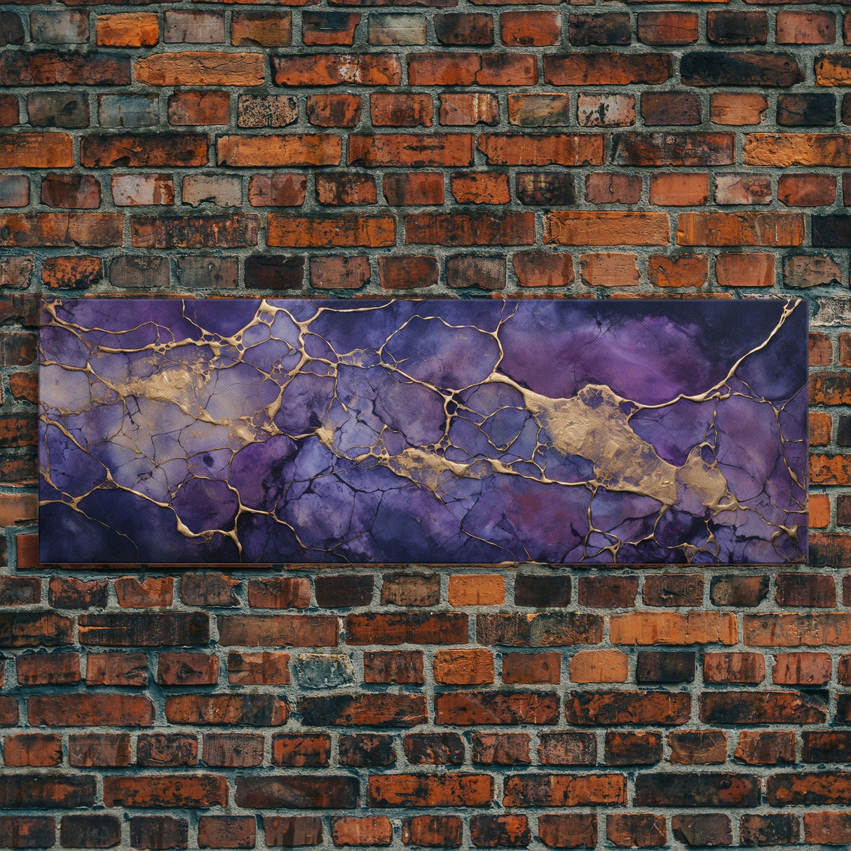 Purple and Gold Marble Canvas Wall Art, Abstract Canvas Art, Panoramic Art, Large Wall Art, Marble Wall Decor, Large Canvas Modern Art