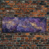 Purple and Gold Marble Canvas Wall Art, Abstract Canvas Art, Panoramic Art, Large Wall Art, Marble Wall Decor, Large Canvas Modern Art