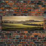 Italian Countryside at Sunset, Extra Large Wall Art, Framed Panoramic Canvas Print, Framed Wall Decor