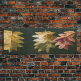 Fall Decor, Fall Leaves Panoramic Art, Extra Large Wall Art, Framed Panoramic Canvas Print, Framed Wall Art