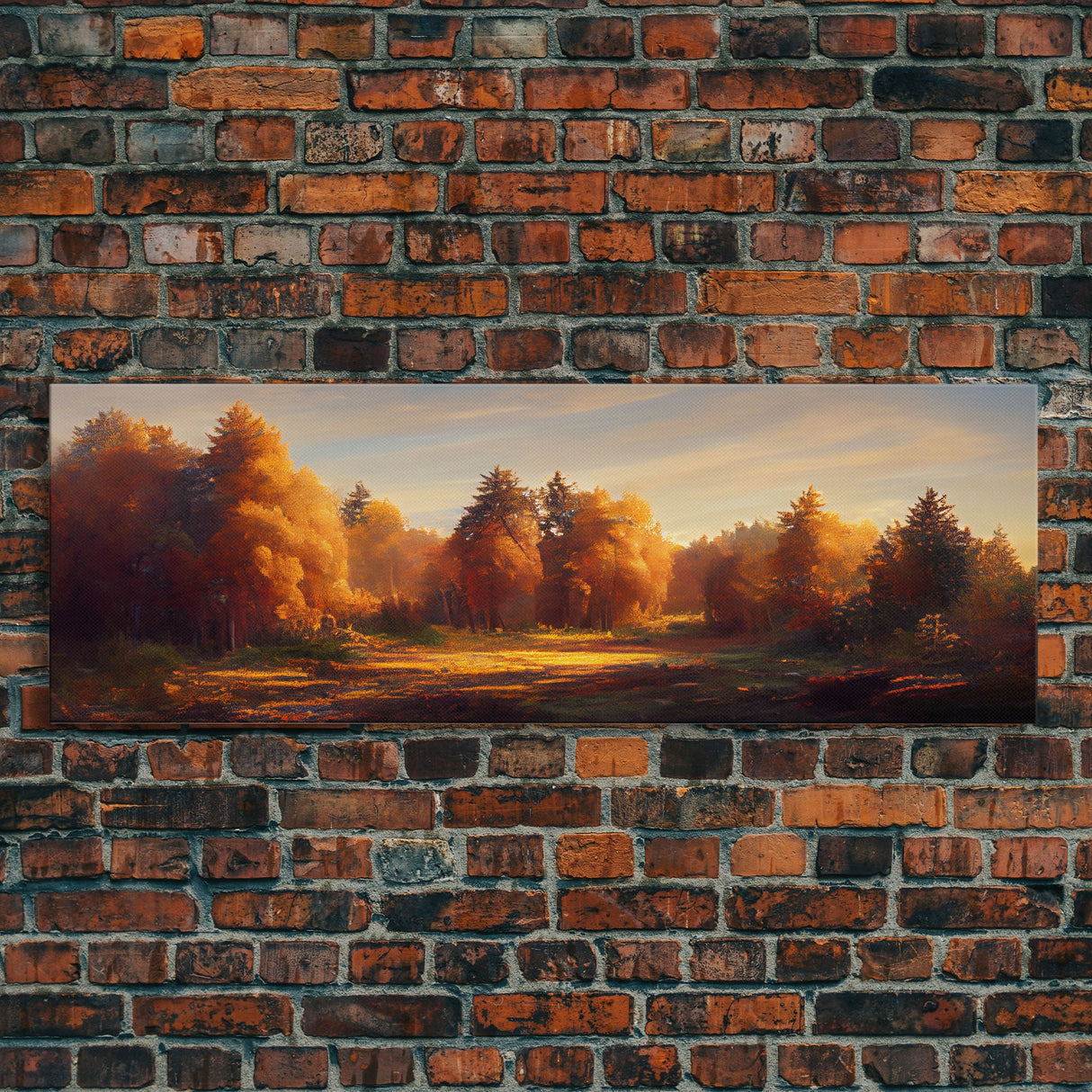 A Forest In Autumn, Fall Decor, Extra Large Wall Art, Framed Panoramic Canvas Print, Framed Wall Decor