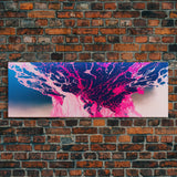 Bubblegum Pink Abstract Explosion Art, Extra Large Wall Art, Framed Panoramic Canvas Print, Framed Wall Art