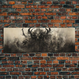 The Demon, Panoramic Canvas Print, Framed Halloween Art, Spooky Decor, Halloween Art, Halloween Wall Art, Halloween Art Print