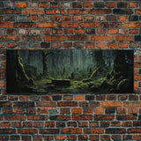 The Reclaimed Graveyard Panoramic Canvas Print, Framed Halloween Art, Spooky Decor, Halloween Art, Halloween Wall Art, Halloween Art Print