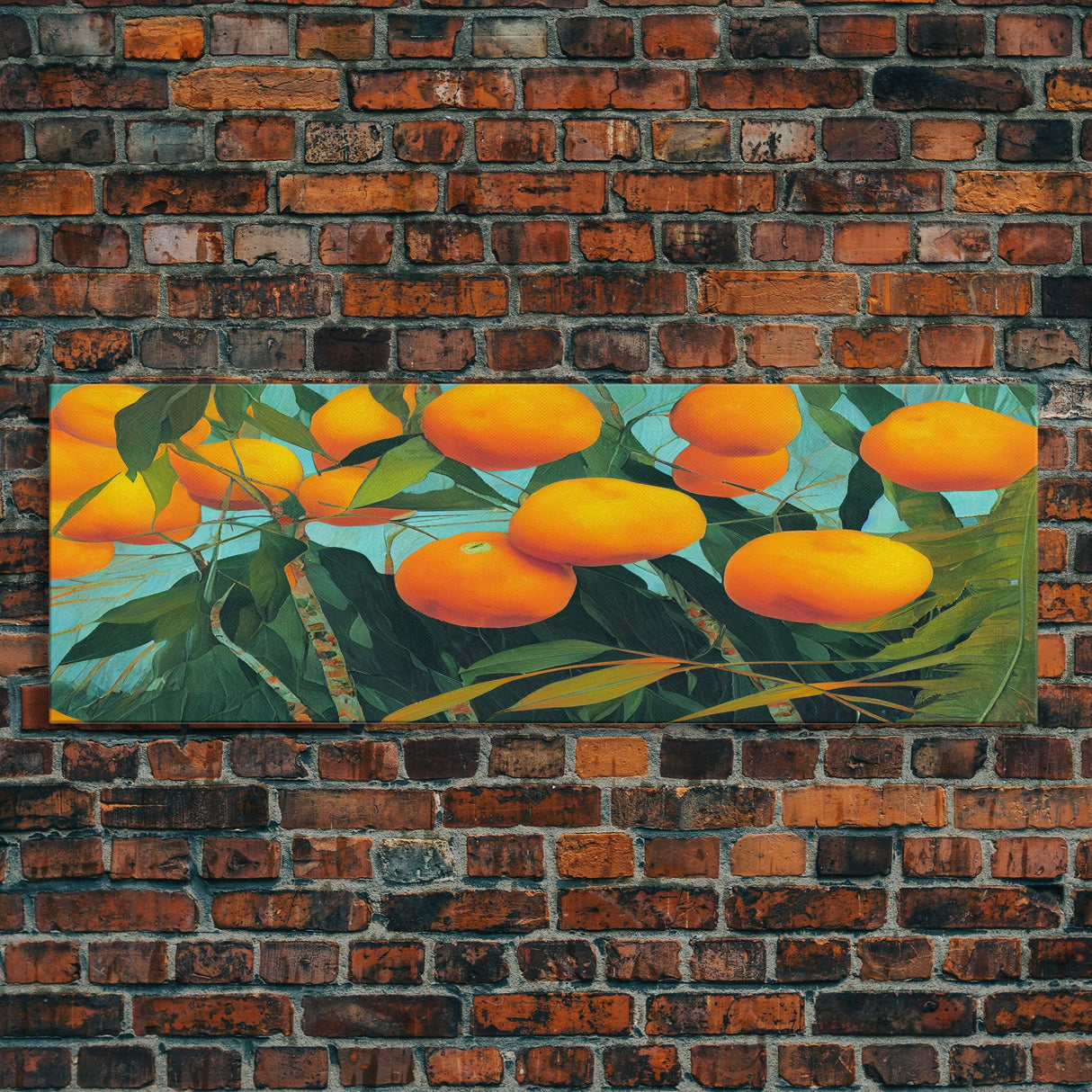 Florida Orange Trees, Abstract Art, Extra Large Wall Art, Framed Panoramic Canvas Print, Framed Wall Decor