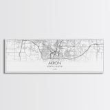 Panoramic Akron City Map, Ohio Art, Map Print, Minimalist Wall Art, Canvas Art, Housewarming Gift, Street Map Art, Closing Gift