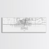 Panoramic Amarillo City Map, Texas Art, Map Print, Minimalist Wall Art, Canvas Art, Housewarming Gift, Street Map Art, Closing Gift