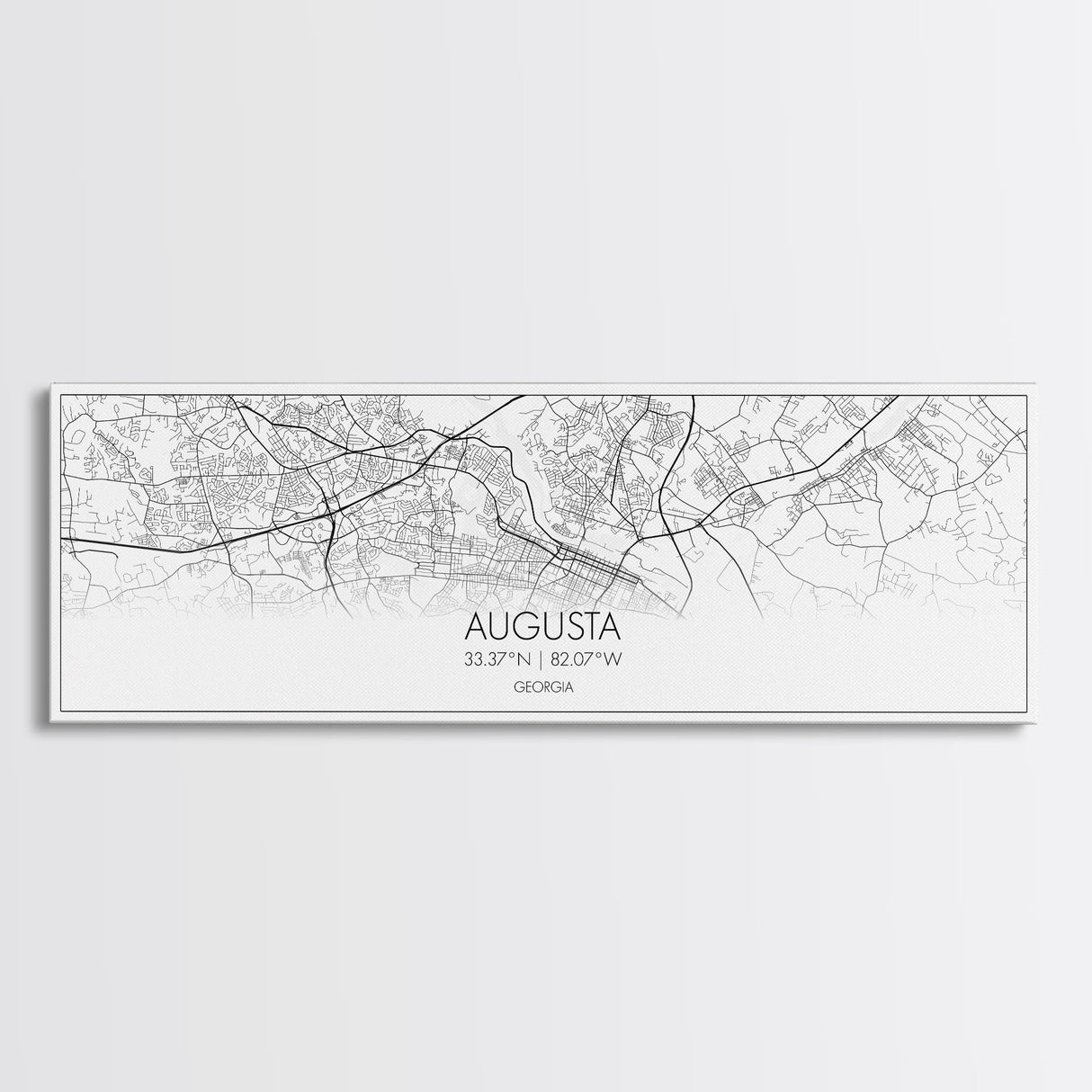 Panoramic Augusta City Map, Georgia Art, Map Print, Minimalist Wall Art, Canvas Art, Housewarming Gift, Street Map Art, Closing Gift