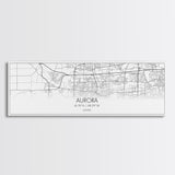 Panoramic Aurora City Map, Illinois Art, Map Print, Minimalist Wall Art, Canvas Art, Housewarming Gift, Street Map Art, Closing Gift