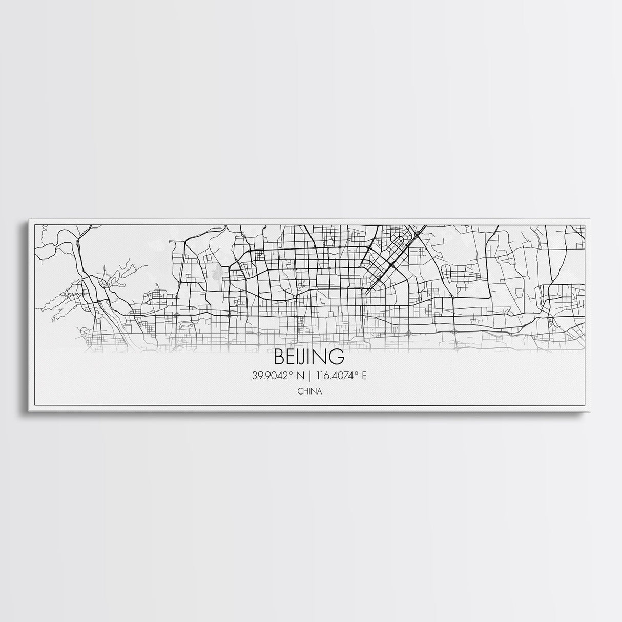 Panoramic Beijing City Map, China Art, Map Print, Minimalist Wall Art, Canvas Art, Housewarming Gift, Street Map Art, Closing Gift