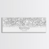 Panoramic Birmingham City Map, United Kingdom Art, Map Print, Minimalist Wall Art, Canvas Art, Housewarming Gift, Street Map, Closing Gift