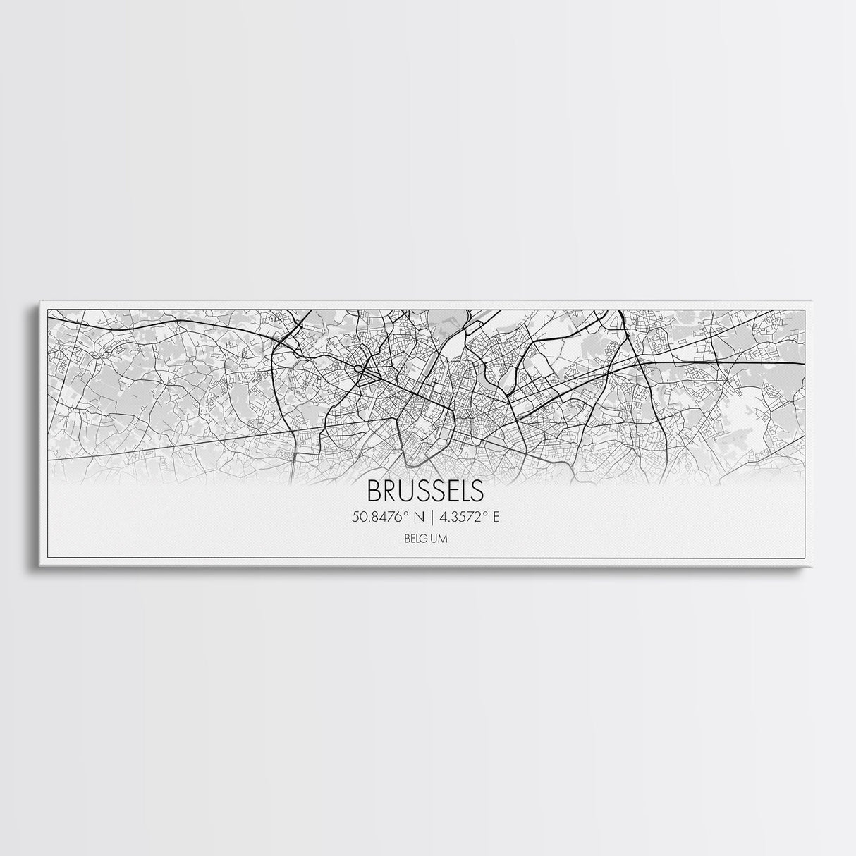 Panoramic Brussels City Map, Belgium Art, Map Print, Minimalist Wall Art, Canvas Art, Housewarming Gift, Street Map Art, Closing Gift