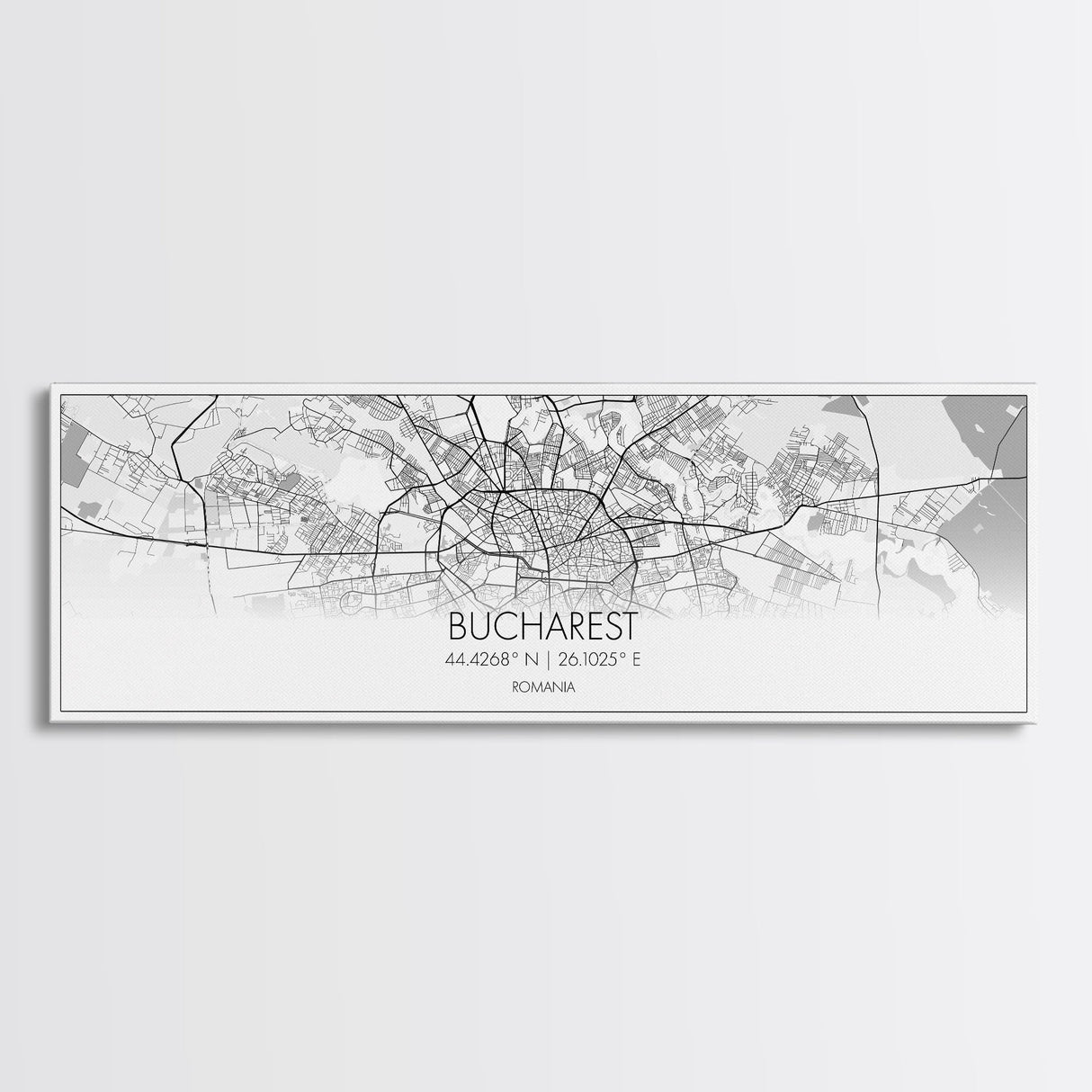 Panoramic Bucharest City Map, Romania Art, Map Print, Minimalist Wall Art, Canvas Art, Housewarming Gift, Street Map Art, Closing Gift